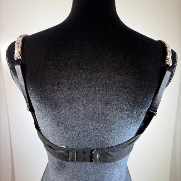 Felina Lingerie Bra 34DD Black Sheer Lace Embroidered Unlined Underwire Floral - Picture 2 of 10